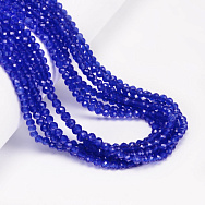 Намистини Котяче око, Синт. камінь, 3 мм, Сині, Круглі грановані (BUS-054287)