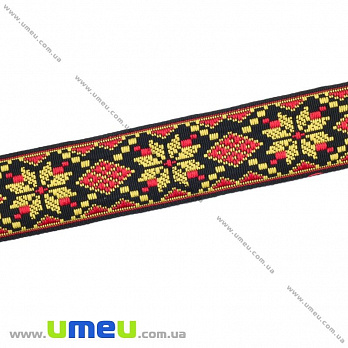 Тесьма с украинским орнаментом, 22 мм, Желтая (LEN-016104)