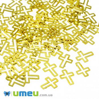 Декоративний елемент Хрестик, 5х3х0,1 мм, Золото (DIF-047128)