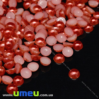 Напівнамистини пластикові Перли, 4 мм, Круглі, Червоні (KAB-022635)