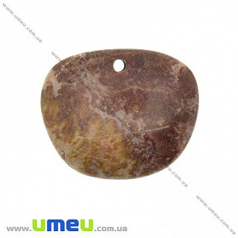Підвіска з натурального каменю, Агат мереживний (Crazy Agate), 42х35 мм (POD-032998)
