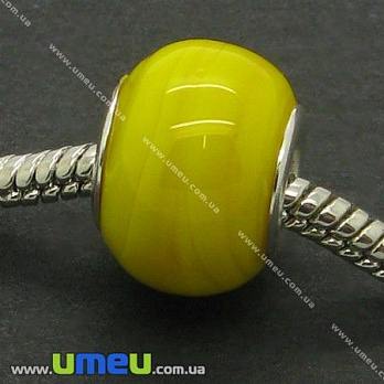 [Архів] Намистина PANDORA Lampwork, 14х10 мм, Жовта, Срібло (BUS-005708)