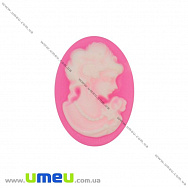 Кабошон з полімерної глини Камея, 18х13 мм, Рожевий (KAB-018629)