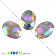 Риволі скляний (2 сорт), Овал гранований, 18х13 мм, Білий АВ (KAB-009442)