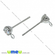 Пусеты со стразом, Темное серебро, 15х7 мм (OSN-004801)