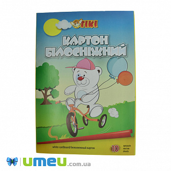 Картон односторонній Білосніжний TIKI, А4, 10 аркушів (DIF-039408)