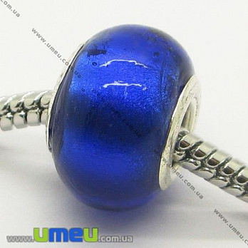 [Архів] Намистина PANDORA Lampwork, 14х10 мм, Синя, Срібло (BUS-007382)