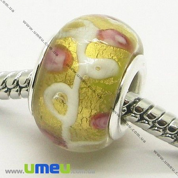 [Архів] Намистина PANDORA Lampwork, 13х9 мм, Біла, Срібло (BUS-007376)