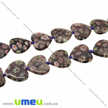 [Архів] Намистина Lampwork серце, 16х16 мм, Фиолетово-коричневий (BUS-004205)