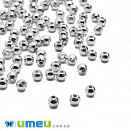 Намистина пластикова Кругла, 4 мм, Срібляста (BUS-003606)