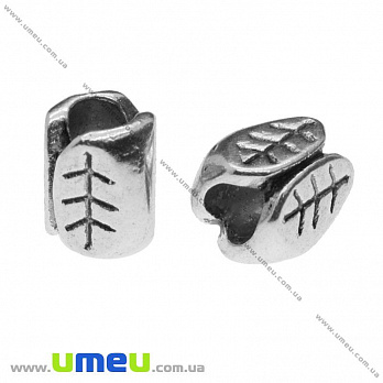 Намистина мет. Листочки, 7х6 мм, Античне срібло (BUS-009016)