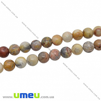 [Архів] Намистина натуральний камінь Агат мереживний (Crazy Agate), 4 мм, Кругла (BUS-036012)
