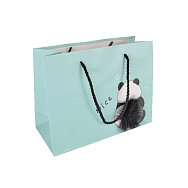 Подарунковий пакет Пандочка, 23х18х10 см, Бірюзовий (UPK-035633)