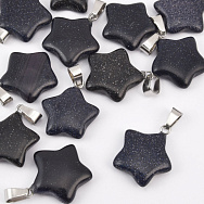 Підвіска Зірка, Синт. камінь Авантюрин Золотий пісок синій, 23х20 мм (POD-037485)