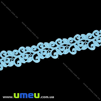 Тасьма тиснена Листочки, 20 мм, Блакитна (LEN-022622)