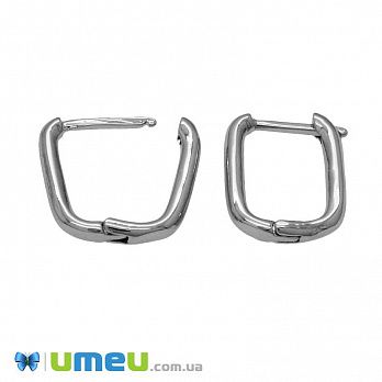 Сережки Huggie, Латунь з покриттям Родій, 16х12х2 мм, Темне срібло (OSN-047296)
