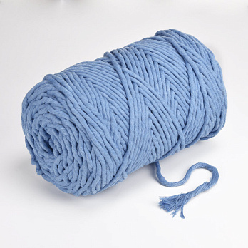 Шнур для макраме хлопковый, 4-5 мм, Синий (LEN-063013)