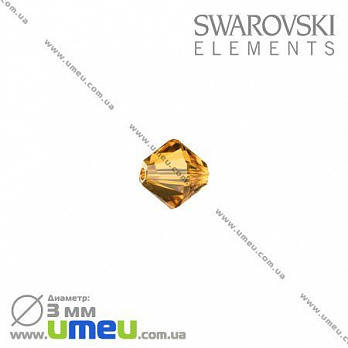 [Архів] Намистина Swarovski 5301 Topaz, 3х3 мм, Біконус (BUS-003187)